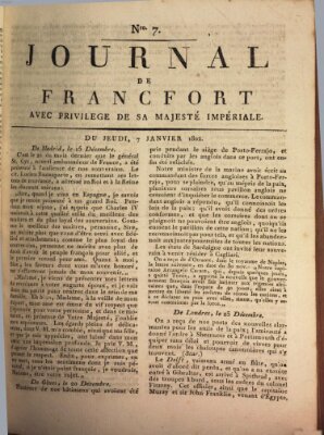 Journal de Francfort Donnerstag 7. Januar 1802