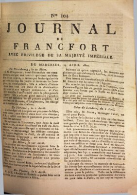Journal de Francfort Mittwoch 14. April 1802