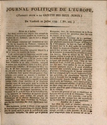 Journal politique de l'Europe (Gazette des Deux-Ponts) Freitag 20. Juli 1798