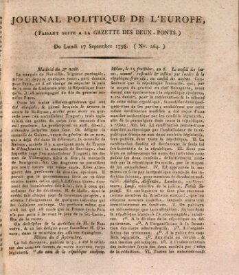Journal politique de l'Europe (Gazette des Deux-Ponts) Montag 17. September 1798