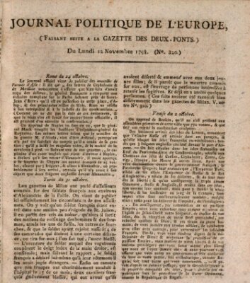 Journal politique de l'Europe (Gazette des Deux-Ponts) Montag 12. November 1798