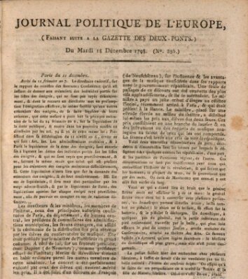 Journal politique de l'Europe (Gazette des Deux-Ponts) Dienstag 18. Dezember 1798