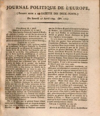 Journal politique de l'Europe (Gazette des Deux-Ponts) Samstag 27. April 1799