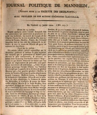 Journal politique de Mannheim (Gazette des Deux-Ponts) Freitag 25. Juli 1800
