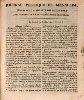 Journal politique de Mannheim (Gazette des Deux-Ponts) Freitag 24. Oktober 1800