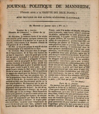 Journal politique de Mannheim (Gazette des Deux-Ponts) Mittwoch 21. Januar 1801