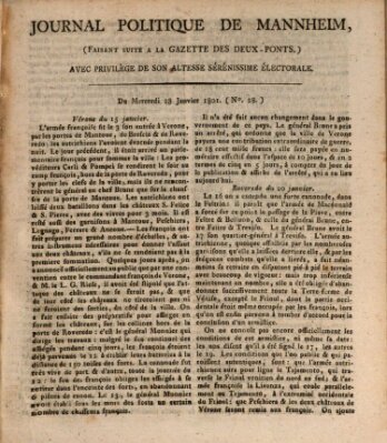 Journal politique de Mannheim (Gazette des Deux-Ponts) Mittwoch 28. Januar 1801