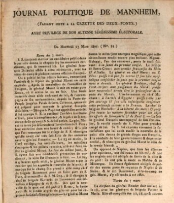 Journal politique de Mannheim (Gazette des Deux-Ponts) Mittwoch 25. März 1801