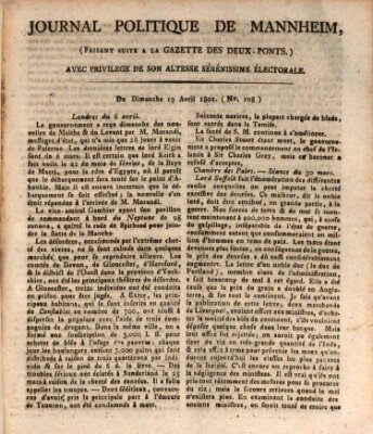 Journal politique de Mannheim (Gazette des Deux-Ponts) Sonntag 19. April 1801