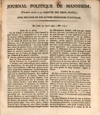 Journal politique de Mannheim (Gazette des Deux-Ponts) Donnerstag 30. April 1801