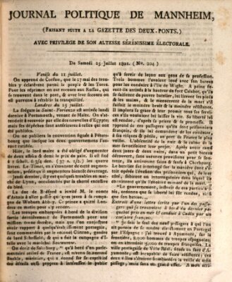 Journal politique de Mannheim (Gazette des Deux-Ponts) Samstag 25. Juli 1801