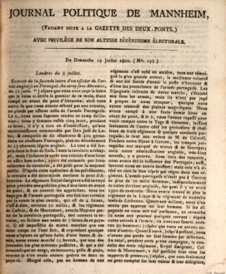Journal politique de Mannheim (Gazette des Deux-Ponts) Sonntag 19. Juli 1801