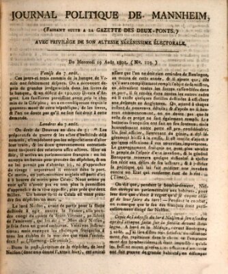 Journal politique de Mannheim (Gazette des Deux-Ponts) Mittwoch 19. August 1801