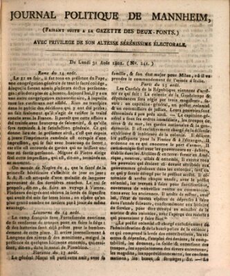 Journal politique de Mannheim (Gazette des Deux-Ponts) Montag 31. August 1801