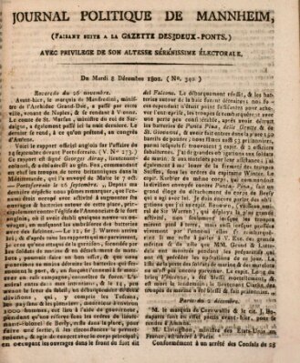 Journal politique de Mannheim (Gazette des Deux-Ponts) Dienstag 8. Dezember 1801