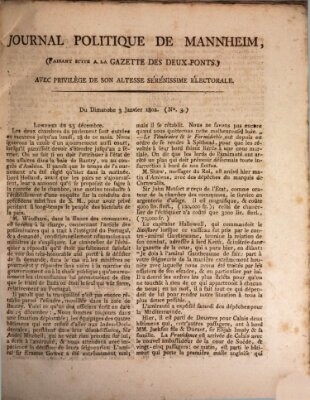 Journal politique de Mannheim (Gazette des Deux-Ponts) Sonntag 3. Januar 1802