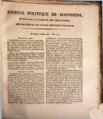 Journal politique de Mannheim (Gazette des Deux-Ponts) Dienstag 16. März 1802