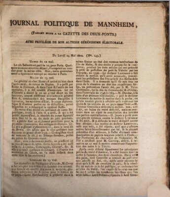 Journal politique de Mannheim (Gazette des Deux-Ponts) Montag 24. Mai 1802