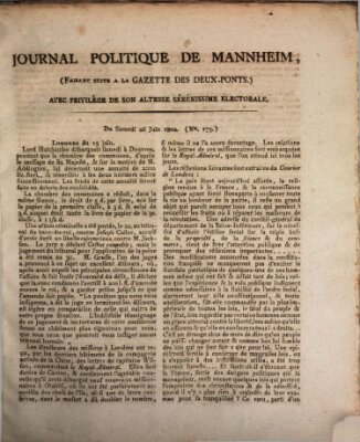 Journal politique de Mannheim (Gazette des Deux-Ponts) Samstag 26. Juni 1802