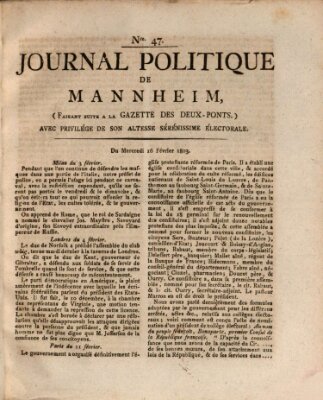 Journal politique de Mannheim (Gazette des Deux-Ponts) Mittwoch 16. Februar 1803