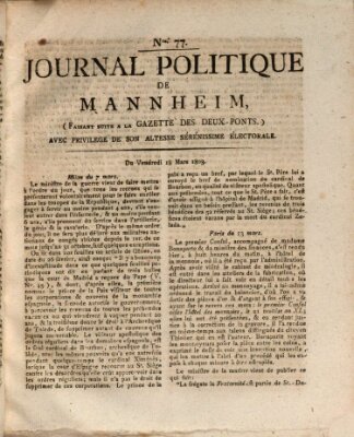 Journal politique de Mannheim (Gazette des Deux-Ponts) Freitag 18. März 1803
