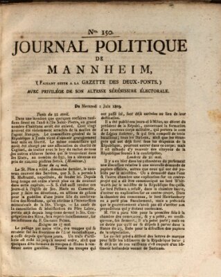 Journal politique de Mannheim (Gazette des Deux-Ponts) Mittwoch 1. Juni 1803