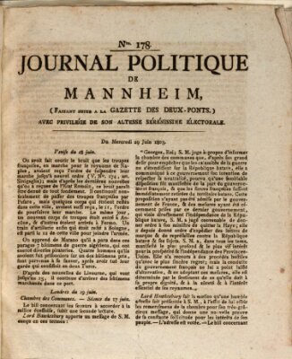Journal politique de Mannheim (Gazette des Deux-Ponts) Mittwoch 29. Juni 1803