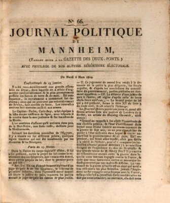 Journal politique de Mannheim (Gazette des Deux-Ponts) Dienstag 6. März 1804