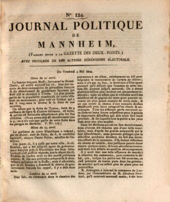 Journal politique de Mannheim (Gazette des Deux-Ponts) Freitag 4. Mai 1804