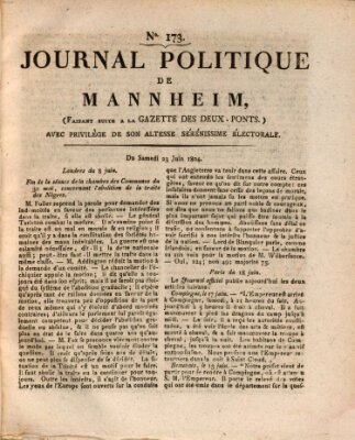 Journal politique de Mannheim (Gazette des Deux-Ponts) Samstag 23. Juni 1804