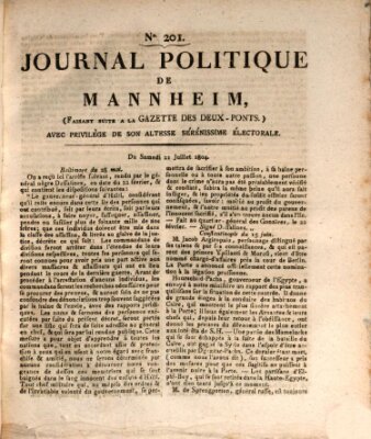Journal politique de Mannheim (Gazette des Deux-Ponts) Samstag 21. Juli 1804
