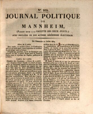 Journal politique de Mannheim (Gazette des Deux-Ponts) Sonntag 22. Juli 1804