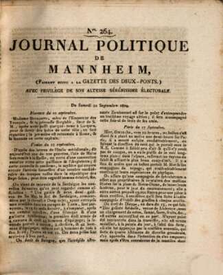 Journal politique de Mannheim (Gazette des Deux-Ponts) Samstag 22. September 1804