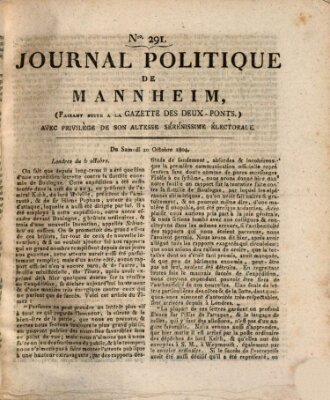 Journal politique de Mannheim (Gazette des Deux-Ponts) Samstag 20. Oktober 1804