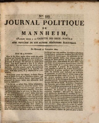 Journal politique de Mannheim (Gazette des Deux-Ponts) Mittwoch 21. November 1804