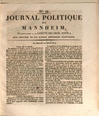Journal politique de Mannheim (Gazette des Deux-Ponts) Mittwoch 23. Januar 1805