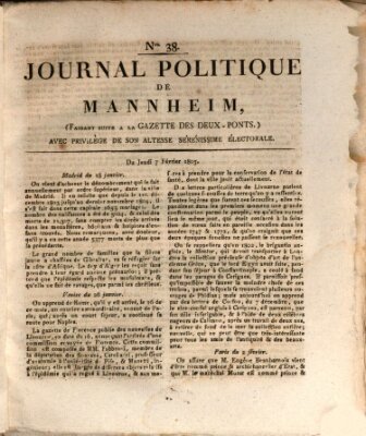 Journal politique de Mannheim (Gazette des Deux-Ponts) Donnerstag 7. Februar 1805