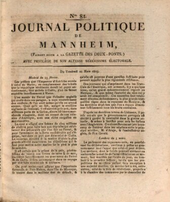 Journal politique de Mannheim (Gazette des Deux-Ponts) Freitag 22. März 1805