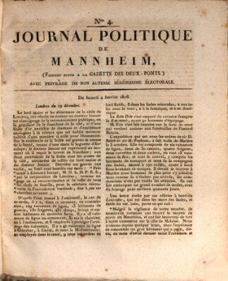 Journal politique de Mannheim (Gazette des Deux-Ponts) Samstag 4. Januar 1806