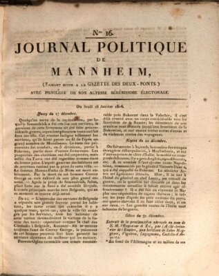 Journal politique de Mannheim (Gazette des Deux-Ponts) Donnerstag 16. Januar 1806