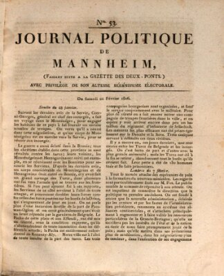 Journal politique de Mannheim (Gazette des Deux-Ponts) Samstag 22. Februar 1806