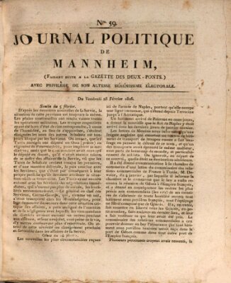 Journal politique de Mannheim (Gazette des Deux-Ponts) Freitag 28. Februar 1806
