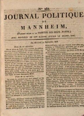 Journal politique de Mannheim (Gazette des Deux-Ponts) Mittwoch 24. September 1806