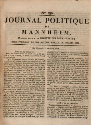 Journal politique de Mannheim (Gazette des Deux-Ponts) Mittwoch 15. Oktober 1806