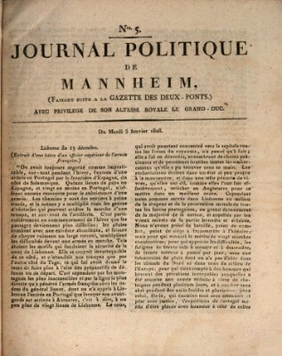 Journal politique de Mannheim (Gazette des Deux-Ponts) Dienstag 5. Januar 1808