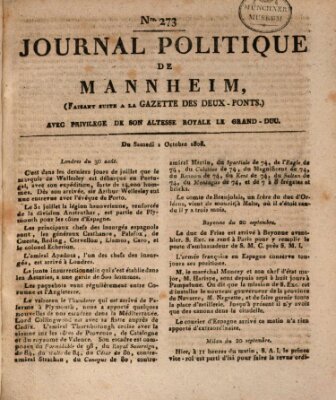Journal politique de Mannheim (Gazette des Deux-Ponts) Samstag 1. Oktober 1808