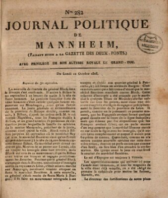 Journal politique de Mannheim (Gazette des Deux-Ponts) Montag 10. Oktober 1808
