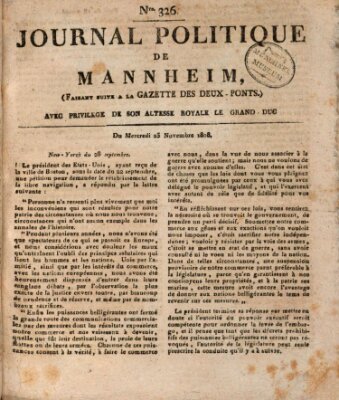 Journal politique de Mannheim (Gazette des Deux-Ponts) Mittwoch 23. November 1808