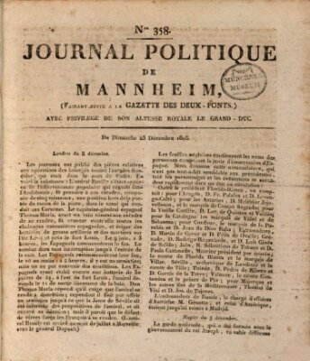Journal politique de Mannheim (Gazette des Deux-Ponts) Sonntag 25. Dezember 1808