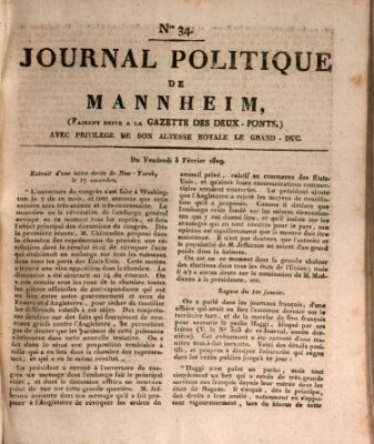 Journal politique de Mannheim (Gazette des Deux-Ponts) Freitag 3. Februar 1809